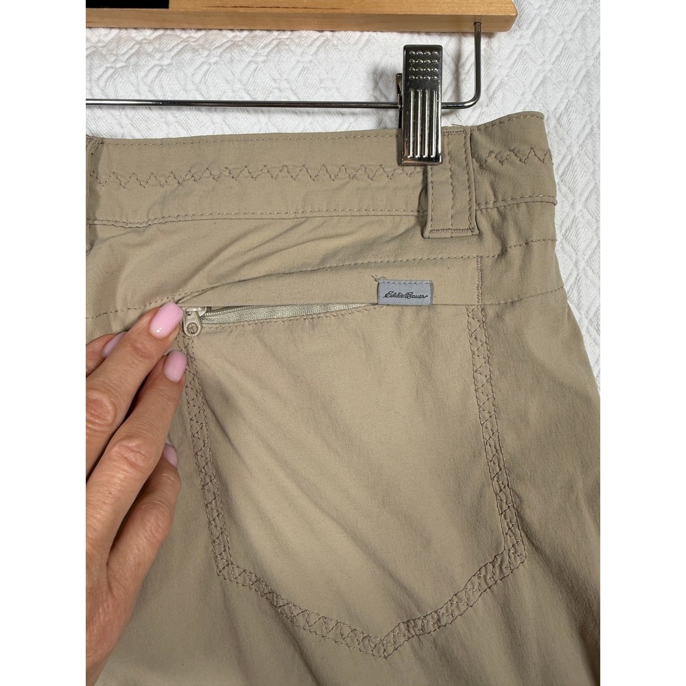 Eddie Bauer Travex Horizon Cargo Capri Pants Womens 4 Khaki Tan Stretch 5524 - Picture 9 of 9